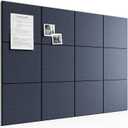 Bumusty Large Cork Board 48" x 36" Alternative - 12 Pack Felt Wall Tiles with 70 Safe Removable Adhesive Tabs, 30 Pushpins, Cork Boards for Walls Pin Board Bulletin Board Office Decor (Navy Blue)
