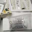 Christmas Village Sets of 17 Include 4 LED White Ceramic Christmas Village Houses with 4 Ceramic Xmas Trees Plastic Truck 7 Branch Trees for Rustic Farmhouse Xmas Decorations Indoor Home