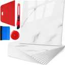 Nuanchu 72 Pcs Peel and Stick Shower Waterproof Tiles Wall Panels 12 x 12 Inch Self Adhesive Backsplash with Ruler Knife & 2 Scrapers for Washroom Bathroom Living Room, Not Real Tile (Carrara White)