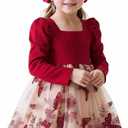 NNJXD Flower Girl Tulle Dress Elegant Princess Long Sleeves Party Winter Autumn Clothes 5Y