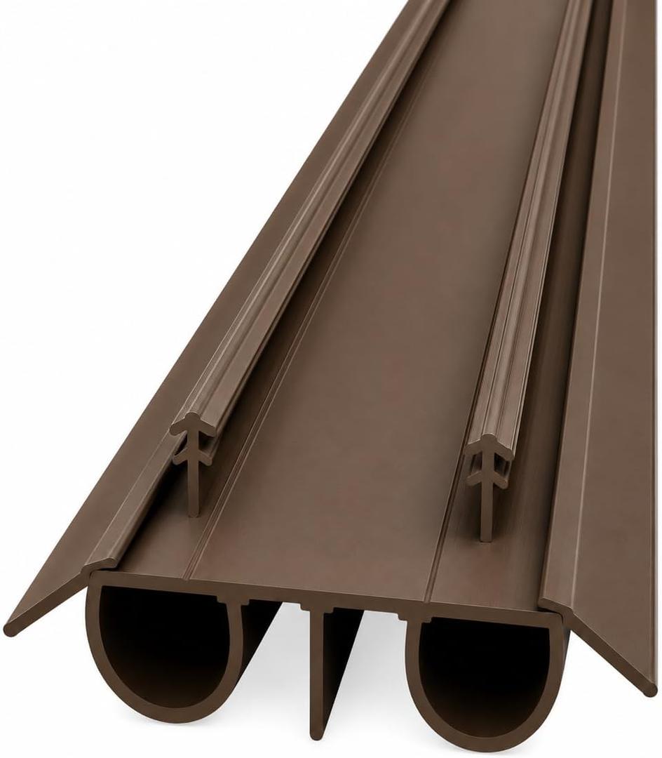 32 Inch Fixed Kerf Double Bubble Vinyl Door Sweep 2 Pack Brown, Exterior Door Bottom Seal, Kerf Door Seal for Steel and Fiberglass Doors Avodah Hardware