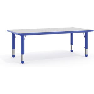 Flash Furniture Wren Adjustable Classroom Activity Table for School and Home, Plastic Activity Table for Kids, 23.625" W x 47.25" L, Gray/Blue