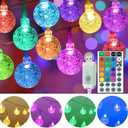 Mocalido 50ft Color Changing Globe String Lights Indoor, Hanging Colored Christmas Lights for Bedroom 75 LED USB Powered with Remote, Fairy Lights Classroom, Camping Tent Decor