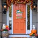 Aurlan Pumpkin Fall Wooden Sign,Autumn Time Decor,Rustic Autumn Wall Plaque,Colorful Pumpkin Wall Hanging,Apple Crisp Maple Leaf Door Hanger,Fall Thanksgiving Wooden Door Decor for Yard Home Room Porch