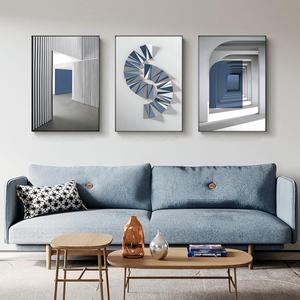 ARTFEB Framed Canvas Blue White Abstract Wall Art Set of 3, Large Modern Art Print, Neutral Minimalist Wall Decor for Living Room Bedroom Home Office(Black, 32" X 24" X 3 pieces)