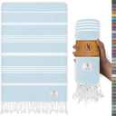 Aqua Blue Turkish Beach Towels - Absorbent & Lightweight, Extra Large (39" x 71"), Quick Dry, Versatile and Functional, Perfect as Turkish Bath Towel, Yoga Mat, Pool Towel, or Travel Blanket
