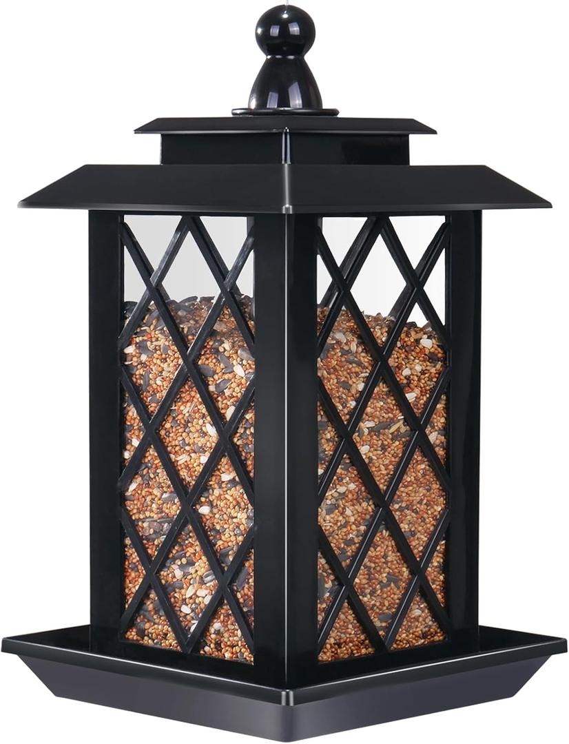 Large Bird Feeders, Hanging Bird Feeders for Outdoors, 3.2lb Capacity Lantern Wild Bird Feeders for Outside Hanging, Black