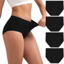 INNERSY Women's Cotton Underwear High Waist Ladies Briefs Full Coverage Panties 4-Pack, Medium