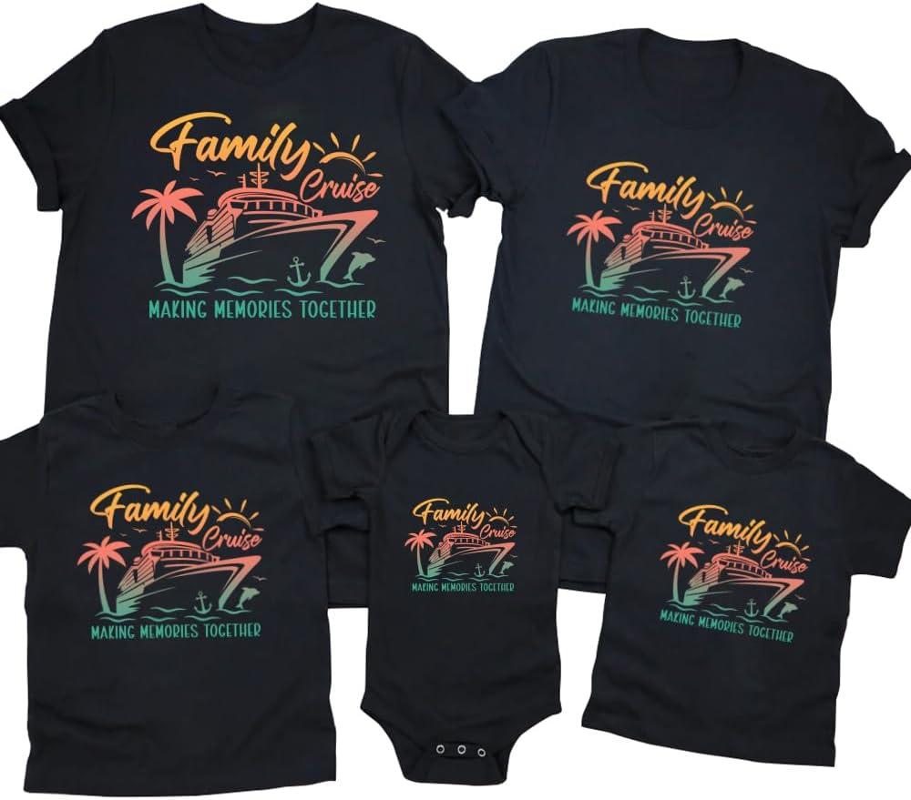 2025 Family Cruise Shirts Plus Size Tops Holiday Matching Shirt Making Memories Together Cruise Ship Tees (Medium, Black1)