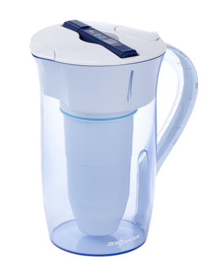 ZeroWater 10Cup Round 5Stage Water Filter Pitcher Dispenser with 5Stage 0 TDS Zero Water Filter â€“ IAPMO Certified to Reduce Metals, Chlorine, Lead, Chromium, and Forever Chemicals PFOA/PFOS