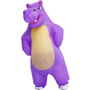 Inflatable Hippo Costume Adult Size Air Blow up Costume for Fancy Halloween Cosplay Party Dress Full Body Outfit (Purple)