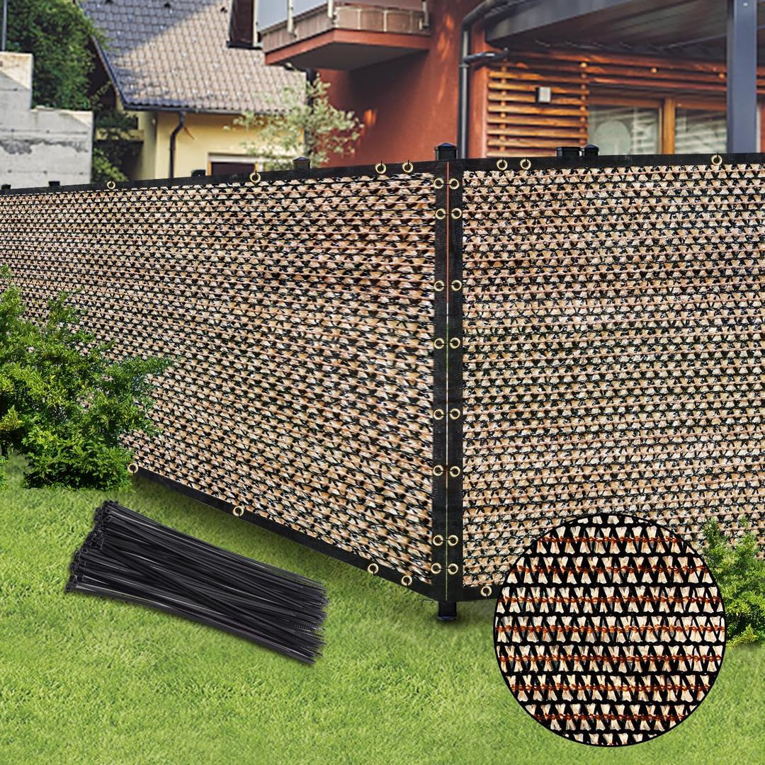 Brown 4FT X 50FT Outdoor Privacy Screen Fence & Mesh Shade Net Cover, Ideal for Garden and Backyard - Enhances Privacy for Fencing & Chain Link, Perfect for Patio Privacy Wall, SlatsFreestanding