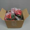 Retrowavy Artificial Christmas Poinsettia Flowers with Hanging Basket for Outdoor Decoration Christmas Hanging Baskets Artificial Poinsettias Plant Pot with Berries for Home Garden Xmas Decoration