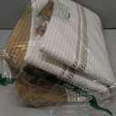 Laundry Hamper Large Laundry Basket with Leather Handles, Decorative Storage Cotton Rope Woven Basket for Blankets, Clothes Hamper for Living Room, Jute & White, 85L