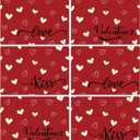 Valentine Placemats Set of 6 Reusable Valentines Plastic Table Mats Waterproof Red Love Heart Place Mats Valentines Table Decoration for Indoor Outdoor Party Kitchen Dining