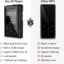 32GB MP3 Player with 90 Hours Long Battery Life,Bluetooth 5.0,Phinistec Z6 Digital Audio Player with Sturdy and Durable Metal Frame, 2.4'' IPS Glass Screen,FM Radio,Support up to 256GB