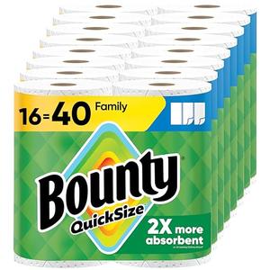 Bounty Paper Towels Quick Size, White, 12 Family Rolls = 40 Regular Rolls