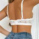 SOLY HUX Lace Bras for Women Wireless Bra V Neck Comfort Everyday Bralette (White, XL)