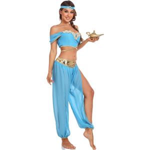 Arabian Princess Fairy Costume Set, Women Halloween Cosplay Dress up Outfit (Small)