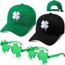 St. Patrick's Day Costume Accessories Irish Leprechaun Hat Shamrock Sunglasses Set for Couple Leprechaun Outfit
