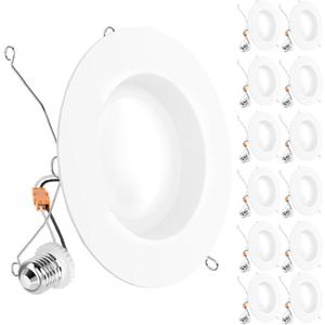 Sunco 12 Pack 6 Inch LED Can Lights, Retrofit Recessed Lighting, Smooth Trim, 965 LM, 13W (75W Equivalent), 4000K Cool White, Dimmable, Damp Rated UL.