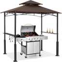 ABCCANOPY 8x5 Grill Gazebo - Outdoor BBQ Canopy Shelter with Led Light for Patio Backyard Grilling (Brown)