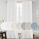 PrinceDeco Linen Sheer Curtains Linen Blended Rod Pocket Panels Light Filtering White Curtains for Living Room Vertical Drapes for Bedroom Modern Farmhouse Decor, 2 Panels, 52" W x 96" L