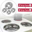 4-Piece Drip Pans Set - Compatible with GE Stoves - Chrome Finish Electric Stove Burner Drip Pans - 3 x 6inch, 1 x 8inch Stove Drip Pans - GE Stove Drip