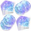 40Pcs Frozen Snowflake Theme Party Supplies - Winter Snow Birthday Plates and Napkins for Baby Shower Party Decorations