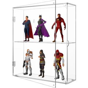NIUBEE Acrylic Display Case, Clear Display Case for Funko Pop Figures, Wall Mounted or Desktop Dustproof Display Cabinet Box for Collectibles, Rock, Crystals, Mini Toys, Amiibo (2 Tiers