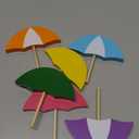 Jetec 6 Pcs Summer Decorations for Home Wooden Umbrella Tiered Tray Decor Colorful Umbrella Centerpieces for Tables Sun Shade Parasol Block Signs Farmhouse Decorative Brolly for Home Shelf Decor
