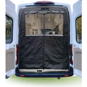 Van Bug Screen with Privacy Panel Fit for Ford Transit 150 250 350 2015-2025 High Roof Rear Door Mosquito Net Campervans Flyscreen Mesh, Center Magnetic Closure
