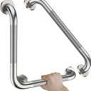 16 Inch Anti Slip Angled Shower Grab Bars with Munzong 20 Inch Stainless Steel Bathroom Grab Bar Brushed Nickel Toilet Handicap Grab Rail Knurled Safety Handle Support Elderly Injury Senior Bath