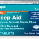 Amazon Basic Care Nighttime Sleep Aid Tablets for Adults, Doxylamine Succinate 25 mg, 96 Count, Exp Date: 2026/JAN