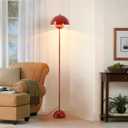 SUNLLOK Red LED Floor Lamp for Living Room, Industrial Metal Dome Lampshade Standing Floor Table Lamp with Foot Switch, Modern Reading Floor Light Fixture for Kitchen Island, Bedroom, Restaurant