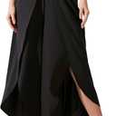 Wide Leg Pants for Women Split Flowy Palazzo High Waisted Summer Beach Casual Crop with Pocket (XX-Large, Black)
