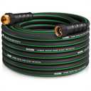 Heavy Duty Garden Hose 50ft, NON-EXPANDABLE Flexible Water Hose, Kink Resistant Lightweight Hybrid Hose, Leakproof Hose Male to Female Fittings (Black+Green)