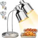 PYY Commercial Food Warmer - 2-Head Electric Heating Lamp 500W Stainless Steel Food Warmer Lamp Catering Food Warming Lamp w/Spare Bulb for Catering Kitchen Food Service Restaurant Cafeteria