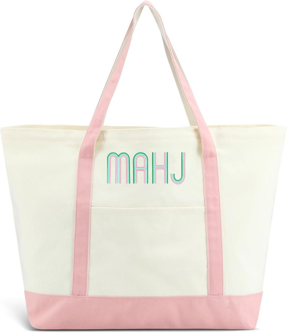 Extra Large American Mahjong Empty Bag 25.2 x 14.17 x 9.06 Inches Mahjong Tote Bag for Game Players Lover Gifts(Pink)