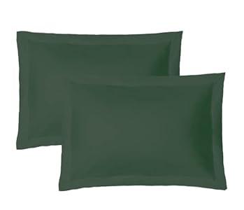 iMaylex Soft and Breathable 100% Egyptian Cotton Envelope Pillow Shams, Silk-Like and Cozy Decorative Pillow Covers, Set of 2, Dark Green, Standard