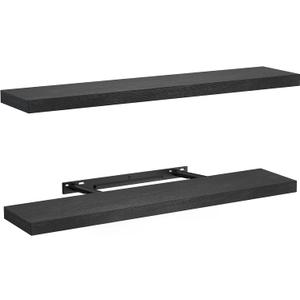 AMADA HOMEFURNISHING Floating Shelves Wall Mounted, 32 x 7 Inch Wall Shelves for Bathroom, Bedroom, Living Room, Black Shelves Set of 2
