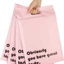 RUSPEPA Poly Mailers 10x13 Inch Pink with Build-in Handle Shipping Bags 3 Mil Pretty Thick Self Adhesive Mailing Envelopes - 50 Pack (Good Tatse - Pink)