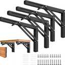 Folding Shelf Brackets - 20 Inch 4 Pcs Heavy Duty Metal Collapsible Shelf Bracket, DIY Wall Mounted Shelf Bracket, Space Saving for Bench Table
