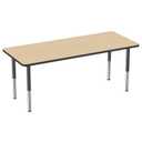Factory Direct Partners FDP 30" x 72" Rectangle Thermofused Classroom Activity Table with Mobile Super Legs with Casters and Glides, Adjustable Height 19"-30" - Maple/Black, 12070-MPBK