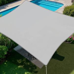 E&K Sunrise 10' x 13' Waterproof Sun Shade Sail Outdoor Rectangle Canopy Shade Cover UV Block for Pergola Patio Backyard Garden Deck (Light Gray)