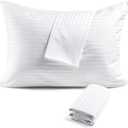 FAUNNA 600TC 100% Cotton Pillow Protectors, Standard Size (20x26), 4 Pack, Oeko-TEX Certified, Hotel Grade Pillow Cover with Silent Zipper, Zip Up Pillow Cases, White