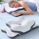 5X Pain Relief Cervical Neck Pillow for Neck Support, Ergonomic Cooling Side Sleeper Pillow for Sleeping, Odorless Contour Memory Foam Pillows, Bed Pillow for Side Back Stomach Sleeper