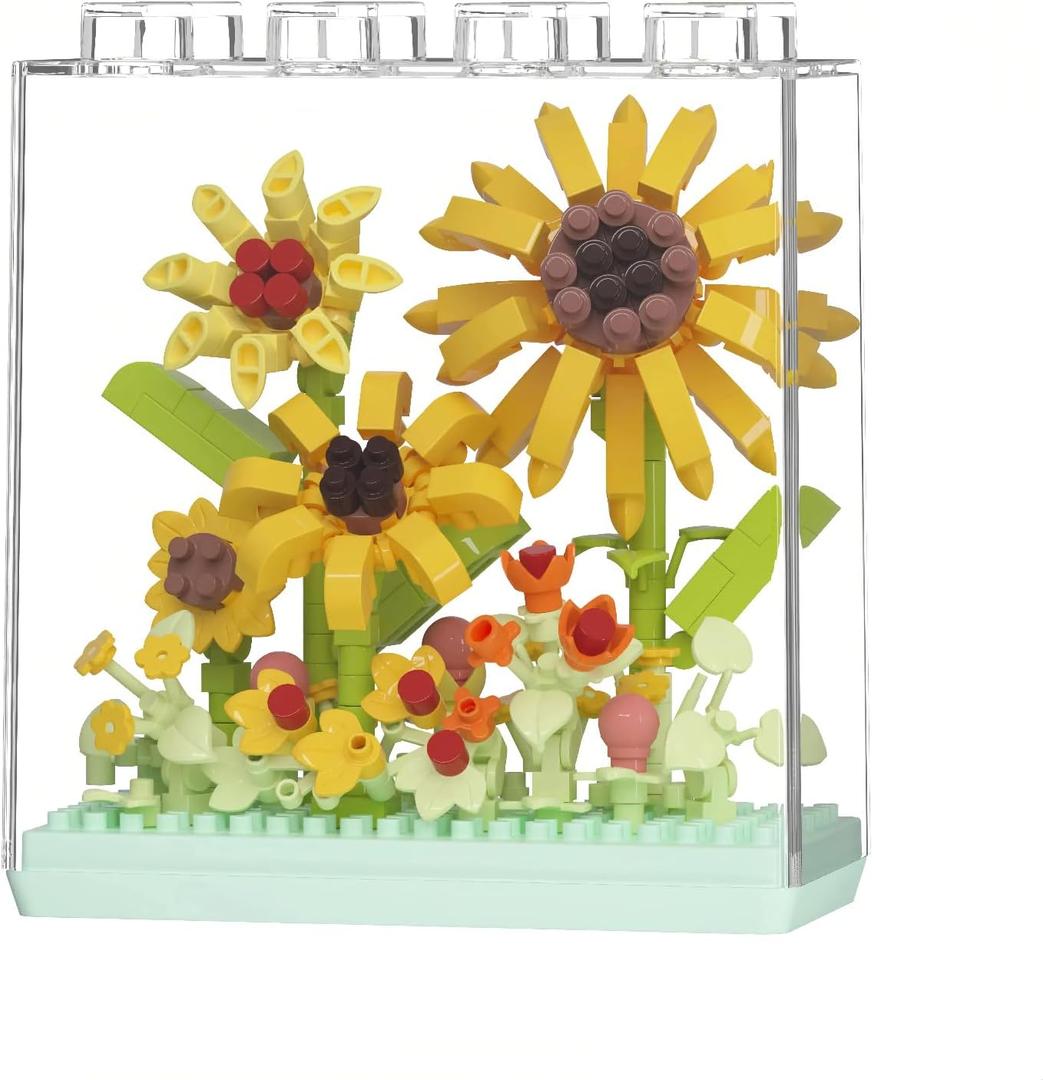 2 x ZvveIIa Flower Building Blocks for Adults, Eternal Rose Bonsai with Display Case, Home & Office Decor, Adult Relaxing DIY, Creative Architecture Model Kit