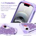 LONTECT for iPhone 16e Case Glitter Sparkly Bling 3 in 1 Shockproof Heavy Duty Hybrid Sturdy High Impact Protective Cover Case for Apple iPhone 16e 6.1 inch 2025,Purple