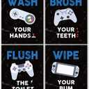 FALJIOK Funny Game Wall Decor for Bathroom, Gaming Video Game Art Prints for Son Gamer, Inspirational Bathroom Poster Set of 4(8" x 10") Unframed